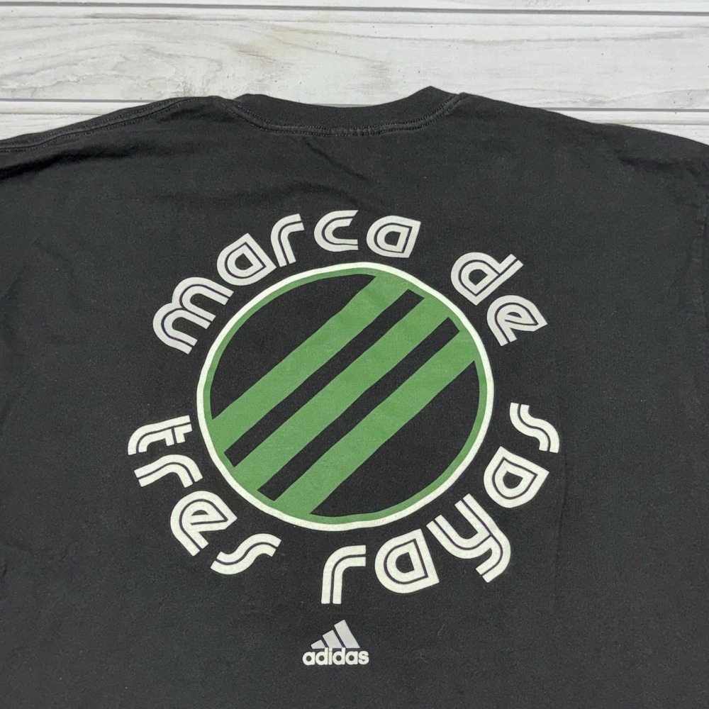adidas T-Shirt Mens XL Black Marca De Tres Rayas Spanish 3 Stripes Vintage Tee